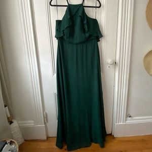Birdy Grey Bridesmaid Jules Dress (Size Large) in Chiffon Emerald Green